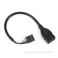 USB2.0 Female Cable Dual USB Panel mount